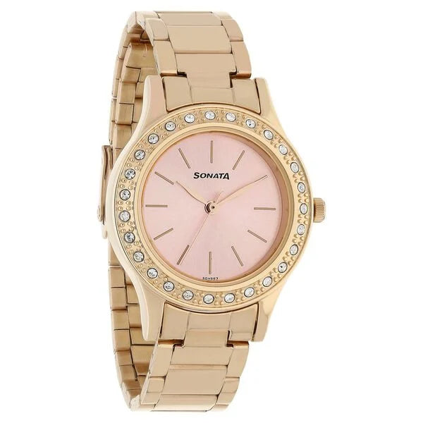 Sonata Blush Women Watch With Stainless Steel Strap 8123wm01