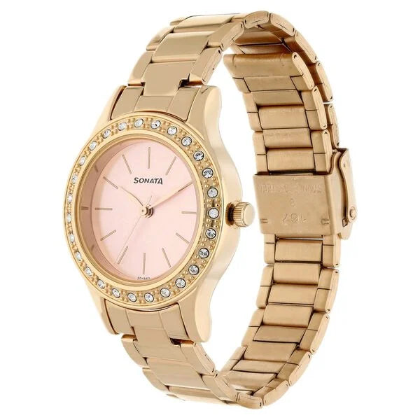 Sonata Blush Women Watch With Stainless Steel Strap 8123wm01
