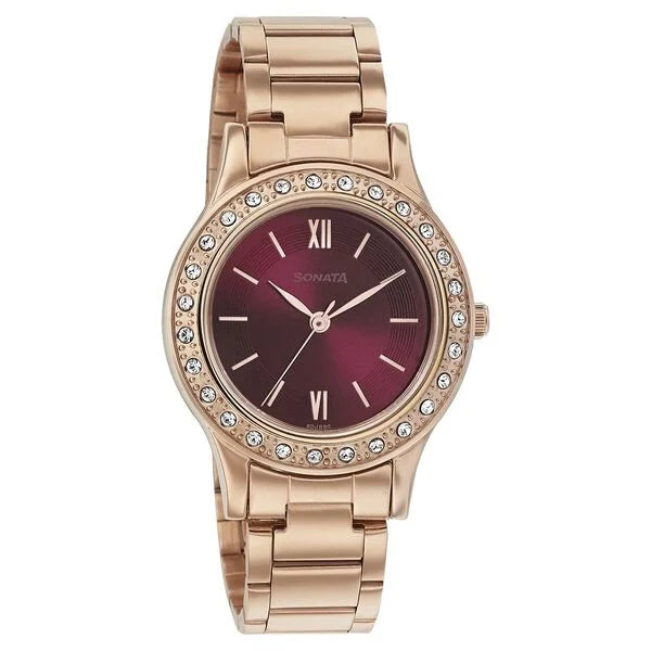 Sonata Blush It Up Maroon Dial Women Watch 8123wm02 - KRISHNA WATCH COMPANY