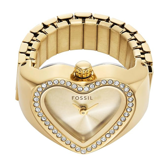 Fossil Watch Ring Two-Hand Gold-Tone Stainless Steel ES5407