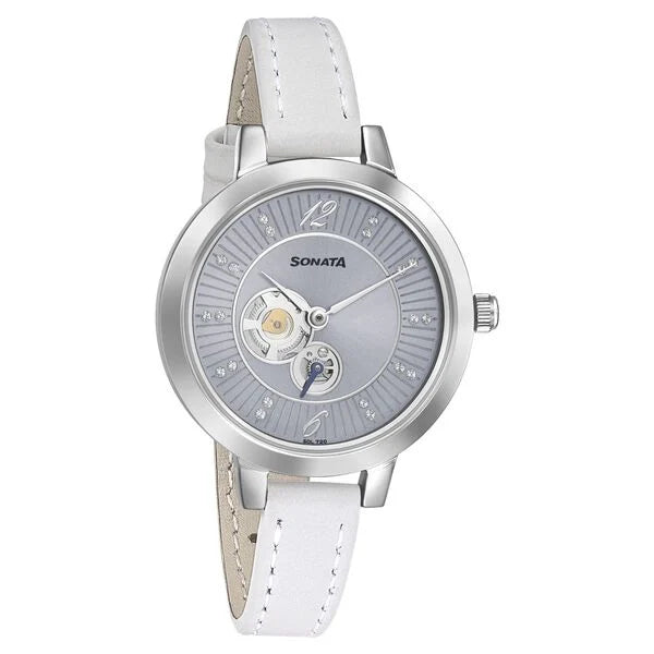 Sonata Unveil Blue Dial Women Watch With Leather Strap - 8141SL04 - KRISHNA WATCH COMPANY