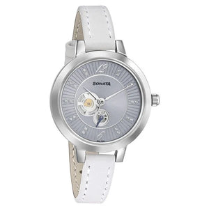 Sonata Unveil Blue Dial Women Watch With Leather Strap - 8141SL04 - KRISHNA WATCH COMPANY