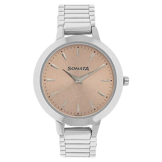 Sonata Elite Rose Gold Dial Women Watch 8141sm01