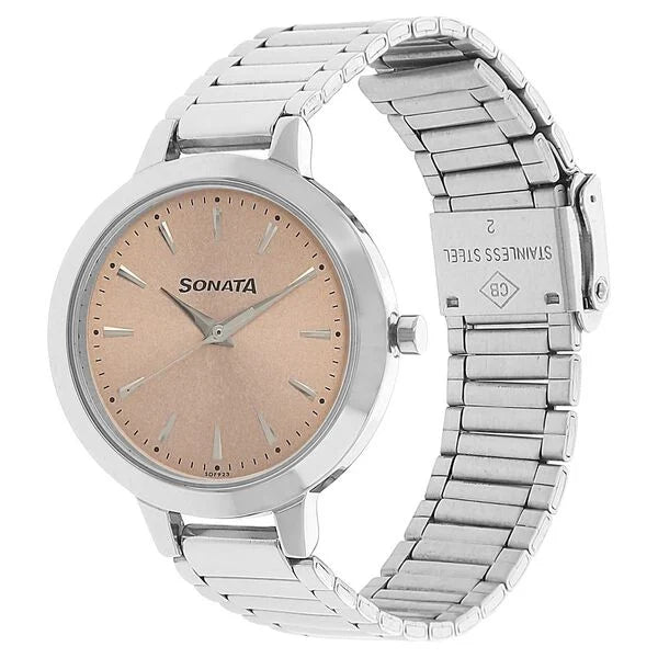 Sonata Elite Rose Gold Dial Women Watch 8141sm01