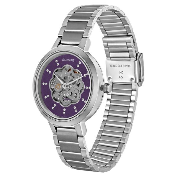 Sonata Unveil Quartz Multifunction Purple Dial Watch for Women - 8141SM13 - KRISHNA WATCH COMPANY