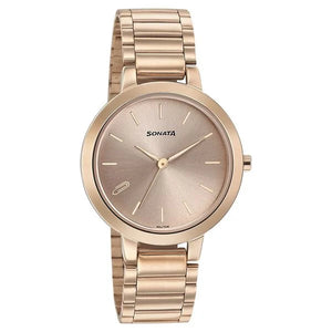 Sonata Play Rose Gold Dial Women Watch - 8141WM01 - KRISHNA WATCH COMPANY