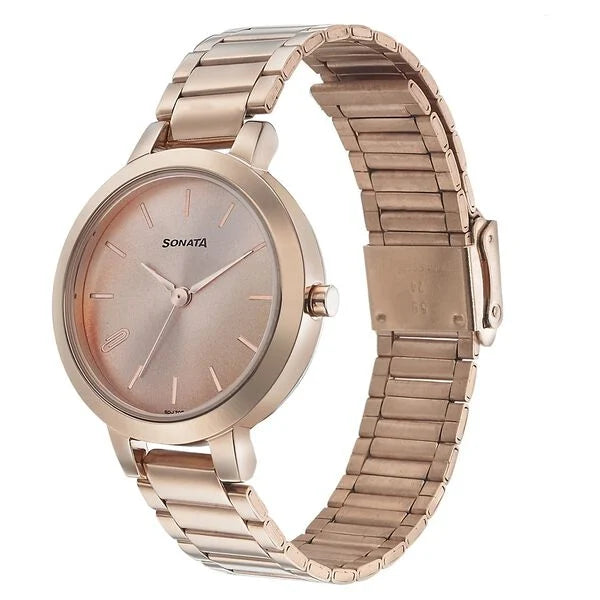 Sonata Play Rose Gold Dial Women Watch - 8141WM01