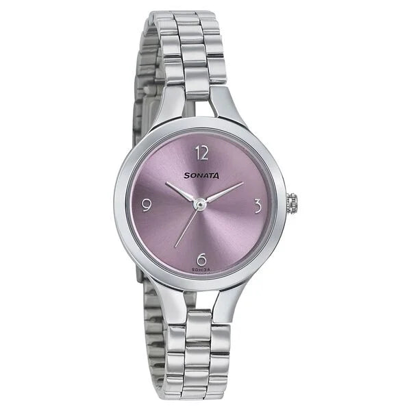 Sonata Steel Daisies Pink Dial Women Watch - 8151SM03 - KRISHNA WATCH COMPANY