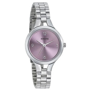 Sonata Steel Daisies Pink Dial Women Watch - 8151SM03 - KRISHNA WATCH COMPANY
