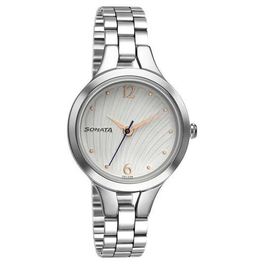 Sonata Workwear White Dial Women Watch 8151sm05