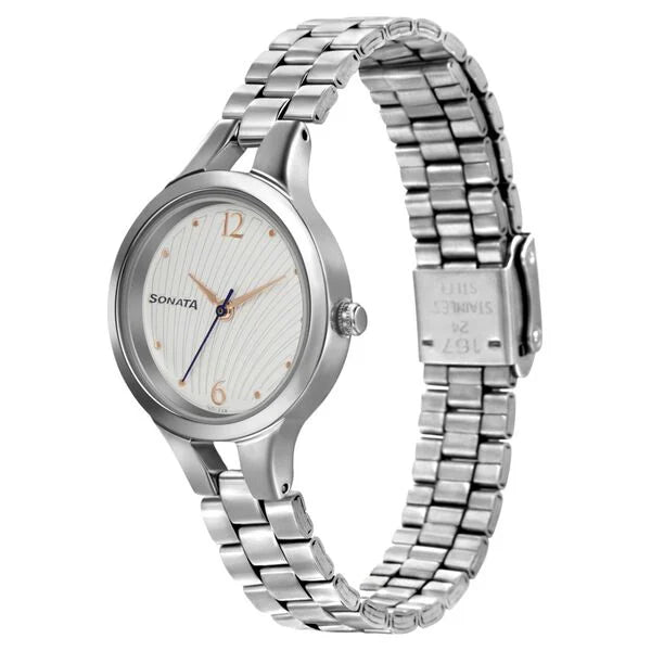 Sonata Workwear White Dial Women Watch 8151sm05