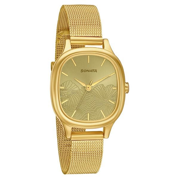 Sonata Linnea Green Dial Women Watch With Stainless Steel Strap 8173YM02 - KRISHNA WATCH COMPANY