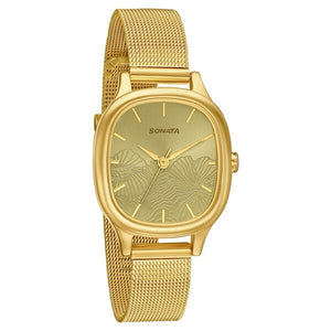 Sonata Linnea Green Dial Women Watch With Stainless Steel Strap 8173YM02 - KRISHNA WATCH COMPANY