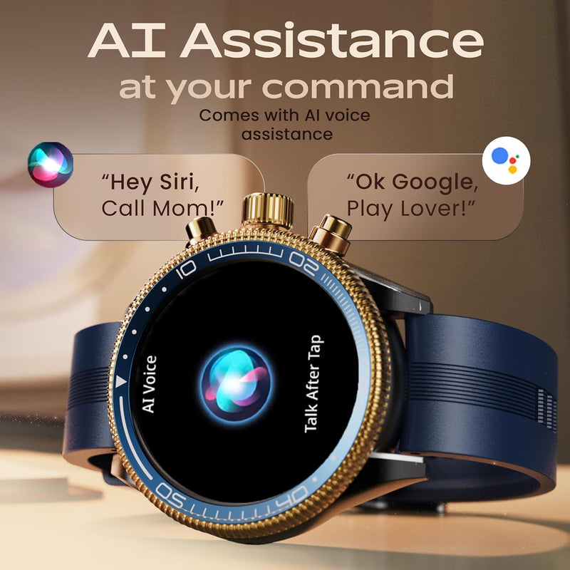 GOBOULT Saber Smart Watch 1.43'' AMOLED Display, Functional Rotating Bezel, AOD, BT Calling, 200+Watchfaces, 700 Nits Brightness, AI Voice Assistant, SpO2 Monitoring, 120+ Sports Mode (Blue)