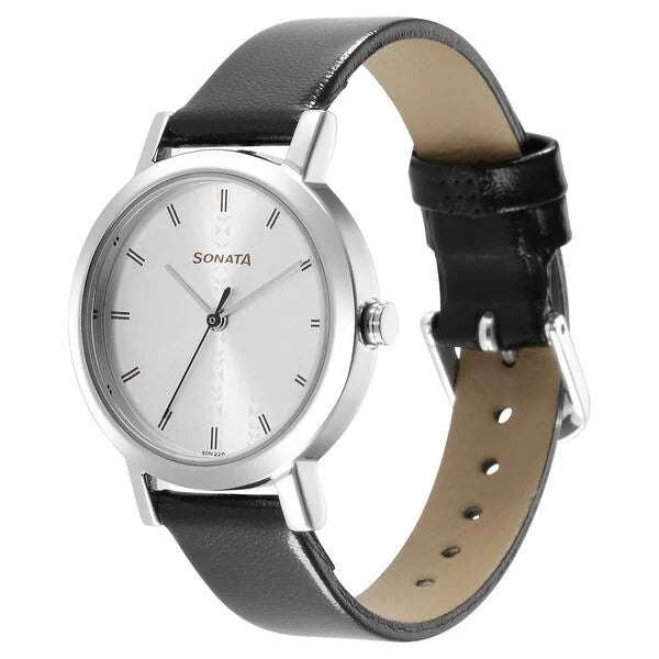 Sonata Ladies Essentials Silver Dial Watch for Women - 8174SL01 - KRISHNA WATCH COMPANY