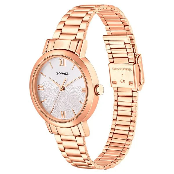 Sonata Linnea Silver Dial Women Watch With Stainless Steel Strap 8174WM01 - KRISHNA WATCH COMPANY