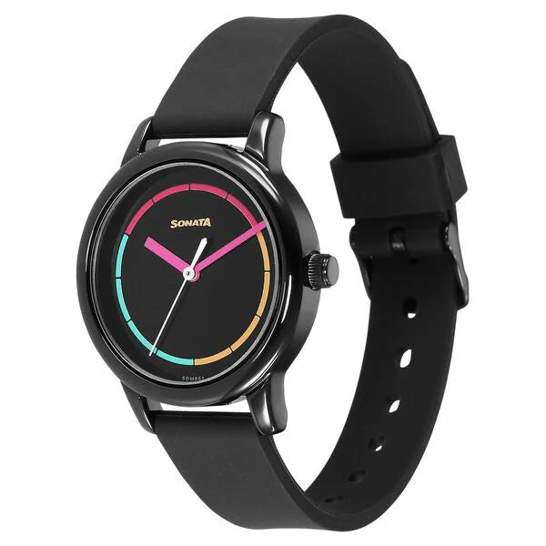 Sonata Splash Black Dial Women Watch 8178np01 - KRISHNA WATCH COMPANY