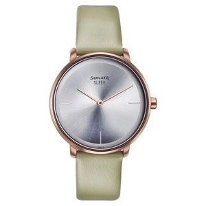 Sonata Sleek Quartz Analog Silver Dial Grey Watch for Women - 8191QL01 - KRISHNA WATCH COMPANY