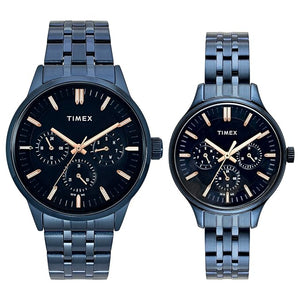 TIMEX Blue Round Dial Analog Pair's Watch - TW00PR319 - KRISHNA WATCH COMPANY