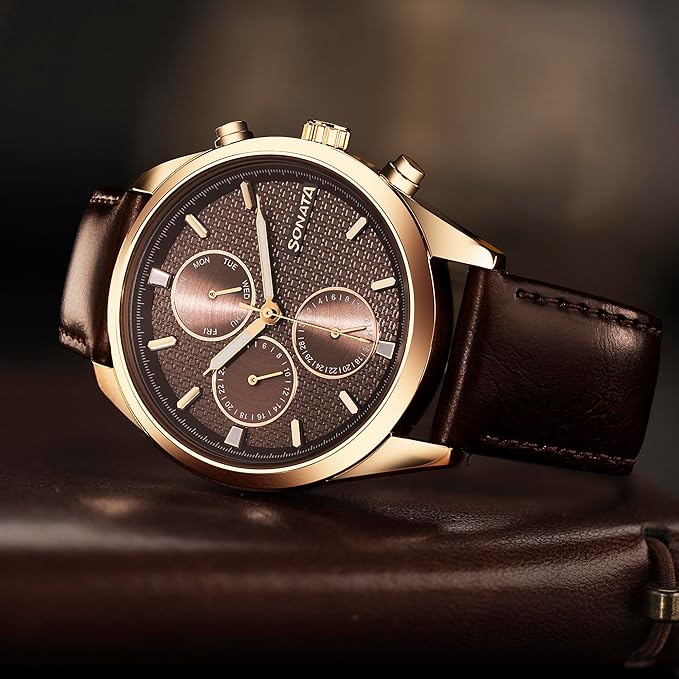 Sonata Magna Quartz Round Dial Men's Analog Watch - 7155WL01