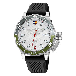 Nautica Men's Stainless Steel Quartz Silicone Strap, Black, 22 Casual Watch (Model: NAPGLS112) - KRISHNA WATCH COMPANY