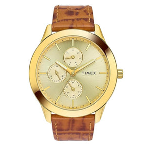 Timex Champ Dial Brown Croco leather Strap Men's Watch - TWEG18521 - KRISHNA WATCH COMPANY