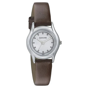 Sonata Essentials White Dial Women Watch With Leather Strap - 87020SL01W - KRISHNA WATCH COMPANY