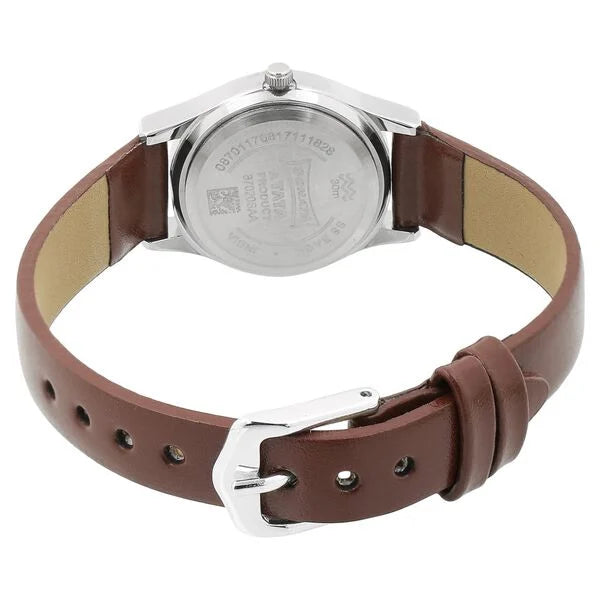 Sonata Essentials White Dial Women Watch With Leather Strap 87020sl01w