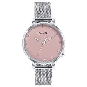 Sonata Elegent Essentials Quartz Analog Watch For Women - 87045SM02W - KRISHNA WATCH COMPANY