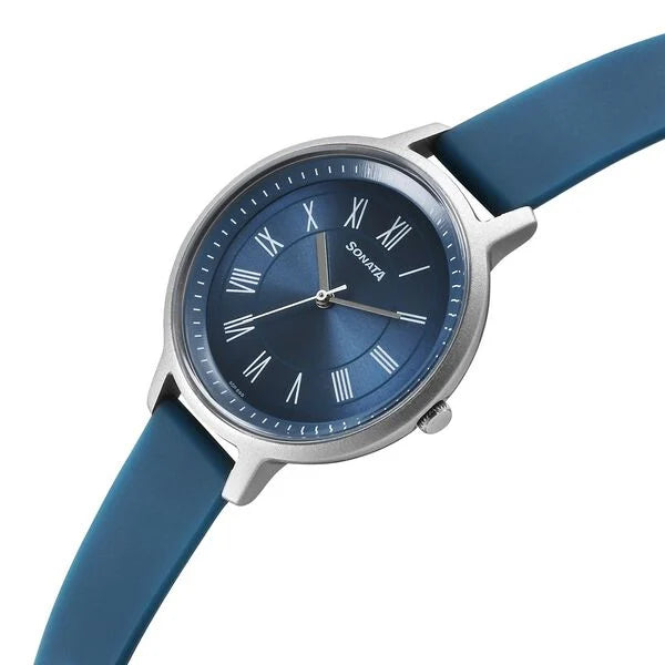 Sonata Splash Quartz Analog Blue Dial Plastic Strap Watch for Women 87049pp17w - KRISHNA WATCH COMPANY