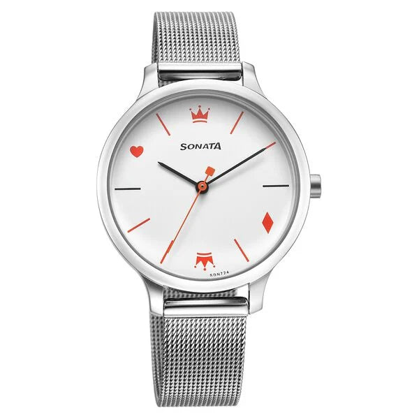 Sonata Play White Dial Watch for Women 87050sm01 - KRISHNA WATCH COMPANY
