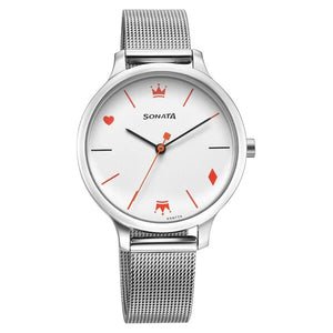 Sonata Play White Dial Watch for Women 87050sm01 - KRISHNA WATCH COMPANY
