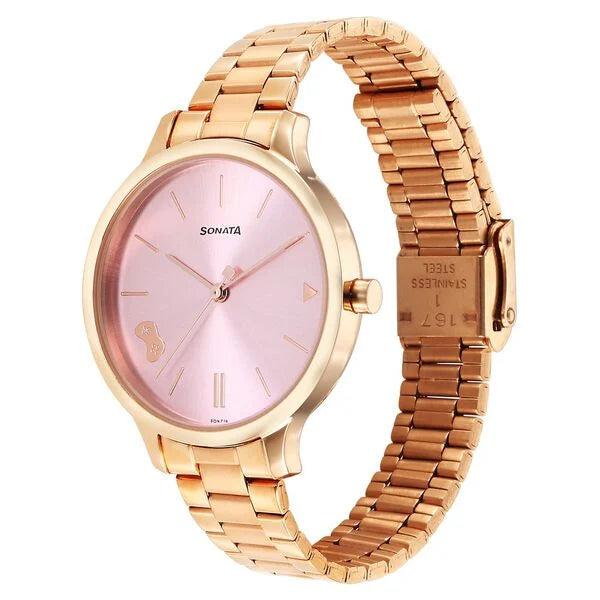 Sonata Play Pink Dial Watch for Women - 87050WM02