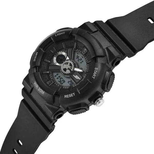 SF Unisex Classic Black Watch with Silver Accents - Timeless Elegance for Every Occasion 87057pp05