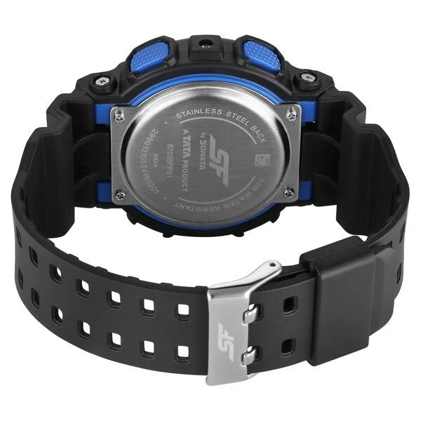 SF Vigour Quartz Digital Analog Digital Black Dial With Black Color Plastic Strap Watch For Unisex 87058pp01