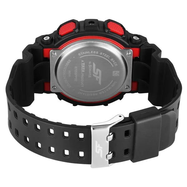 SF Vigour Quartz Digital Analog Digital Black Dial With Black Color Plastic Strap Watch For Unisex 87058pp02