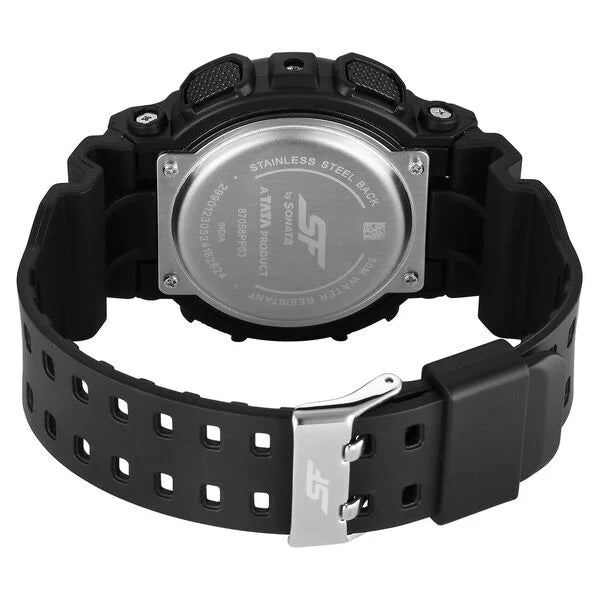 SF Vigour Quartz Digital Analog Digital Black Dial With Black Color Plastic Strap Watch For Unisex 87058pp03