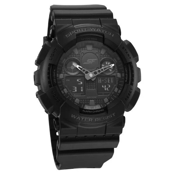 SF Vigour Quartz Digital Analog Digital Black Dial With Black Color Plastic Strap Watch For Unisex 87058pp04