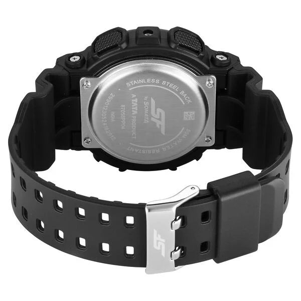 SF Vigour Quartz Digital Analog Digital Black Dial With Black Color Plastic Strap Watch For Unisex 87058pp04