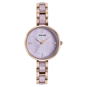 Sonata Wedding Edit Quartz Analog Purple Dial Stainless Steel With Acetate Strap Watch For Women - 87064KD03 - KRISHNA WATCH COMPANY