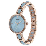 Sonata Wedding Edit Quartz Analog Blue Dial Stainless Steel With Acetate Strap Watch For Women 87064kd04