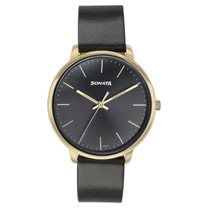 Sonata Quartz Analog Black Dial Black Watch For Women - 87069YL01 - KRISHNA WATCH COMPANY
