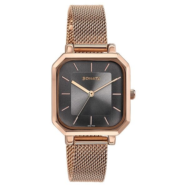Sonata Modern Edit Quartz Analog Grey Dial Stainless Steel Strap Watch For Women 87072wm01 - KRISHNA WATCH COMPANY