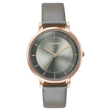 Sonata Modern Edit Quartz Analog Green Dial Leather Strap Watch For Women 87073wl03