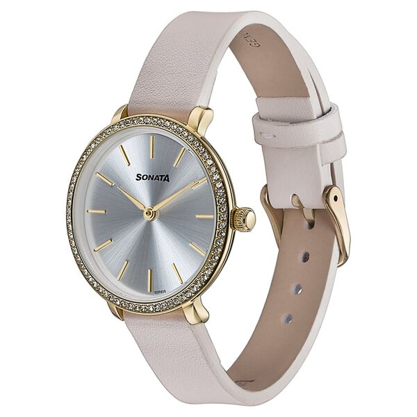 Sonata Wedding Edit Quartz Analog Silver Dial Watch For Women - 87080YL01 - KRISHNA WATCH COMPANY
