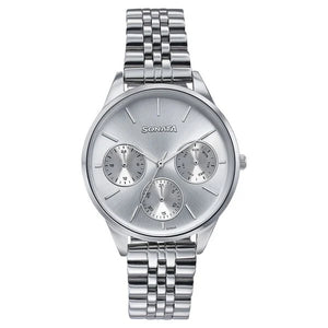 Sonata Wedding Edit Quartz Multifunction Silver Dial Stainless Steel Strap Watch For Women 87085sm01 - KRISHNA WATCH COMPANY