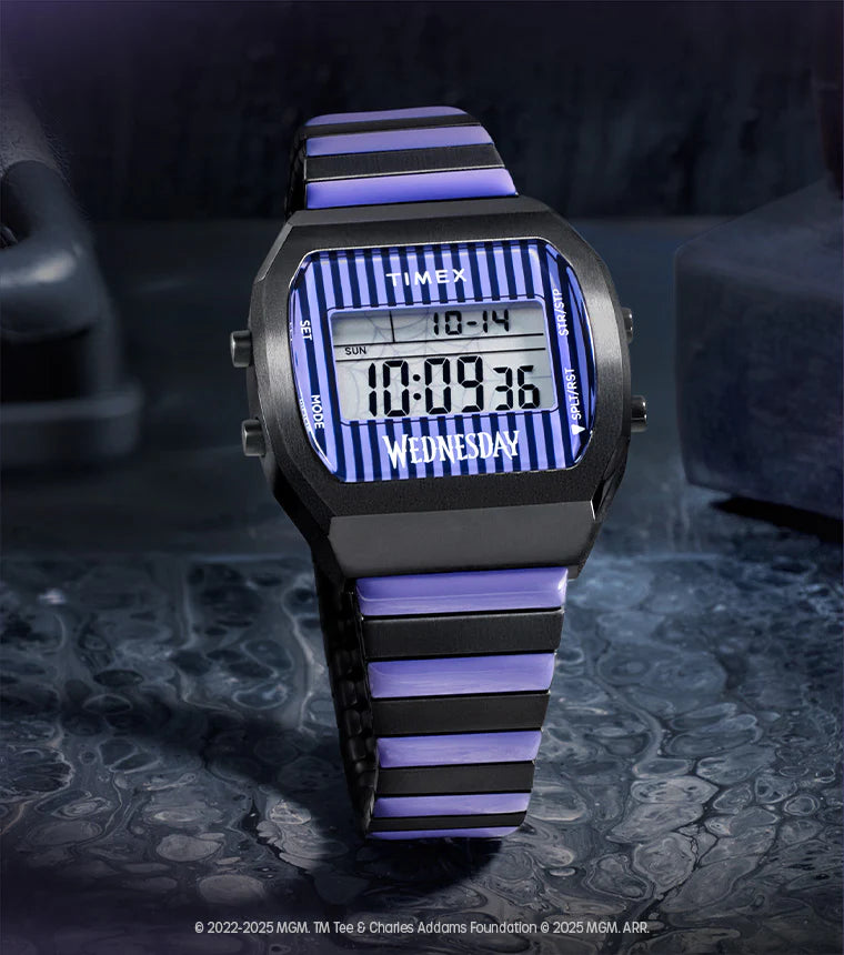 Timex x Wednesday T80 36mm Stainless Steel Expansion Band Watch - TW2Y19500X6