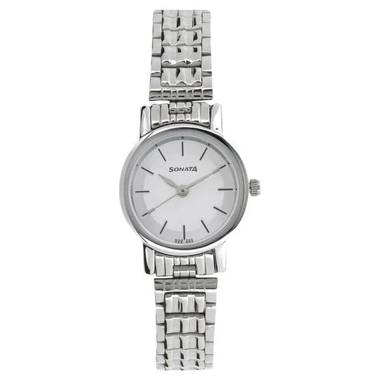 Sonata Quartz Analog White Dial Watch For Women 8976sm01w