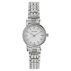 Sonata Quartz Analog White Dial Watch For Women 8976SM01W - KRISHNA WATCH COMPANY