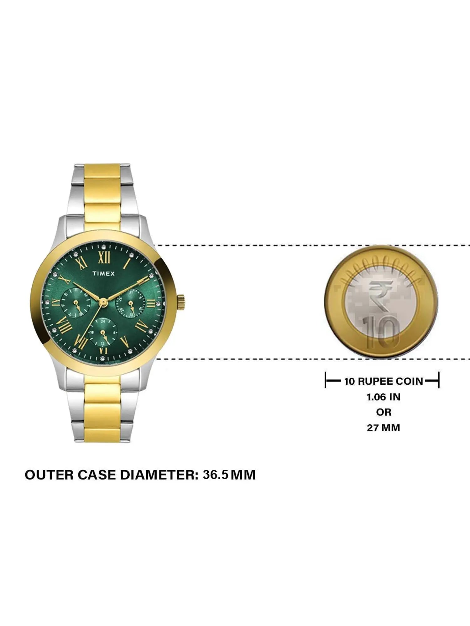 TIMEX Green Round Dial Analog Women's Watch - TW000Q822